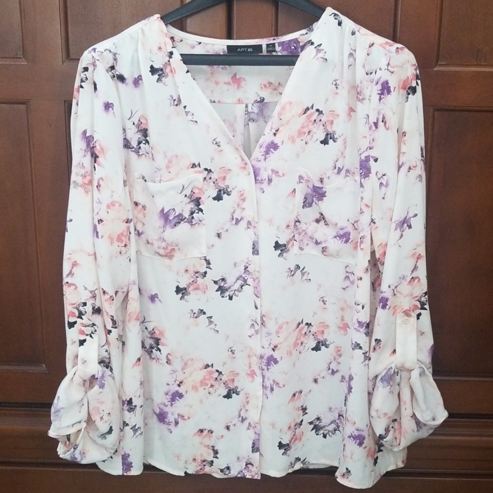 Apt. 9 button down floral blouse, size XL